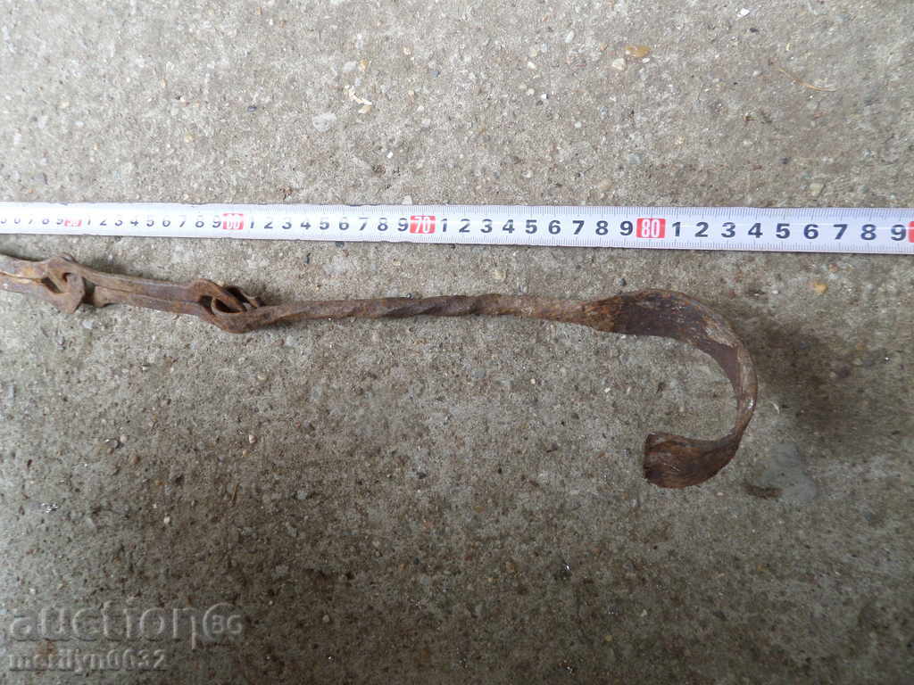 Old forged chain with hook, hearth for hearth chain hook - 6 Old forged chain with hook, hearth for hearth chain hook - 6