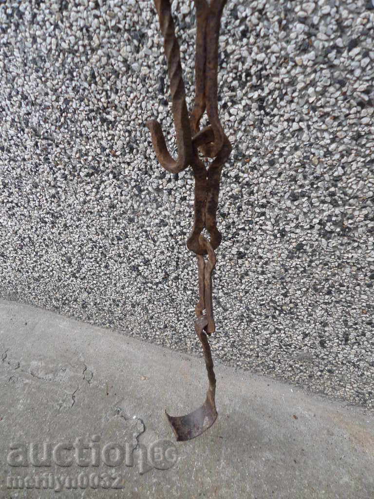 Old forged chain with hook, hearth for hearth chain hook - 7 Old forged chain with hook, hearth for hearth chain hook - 7