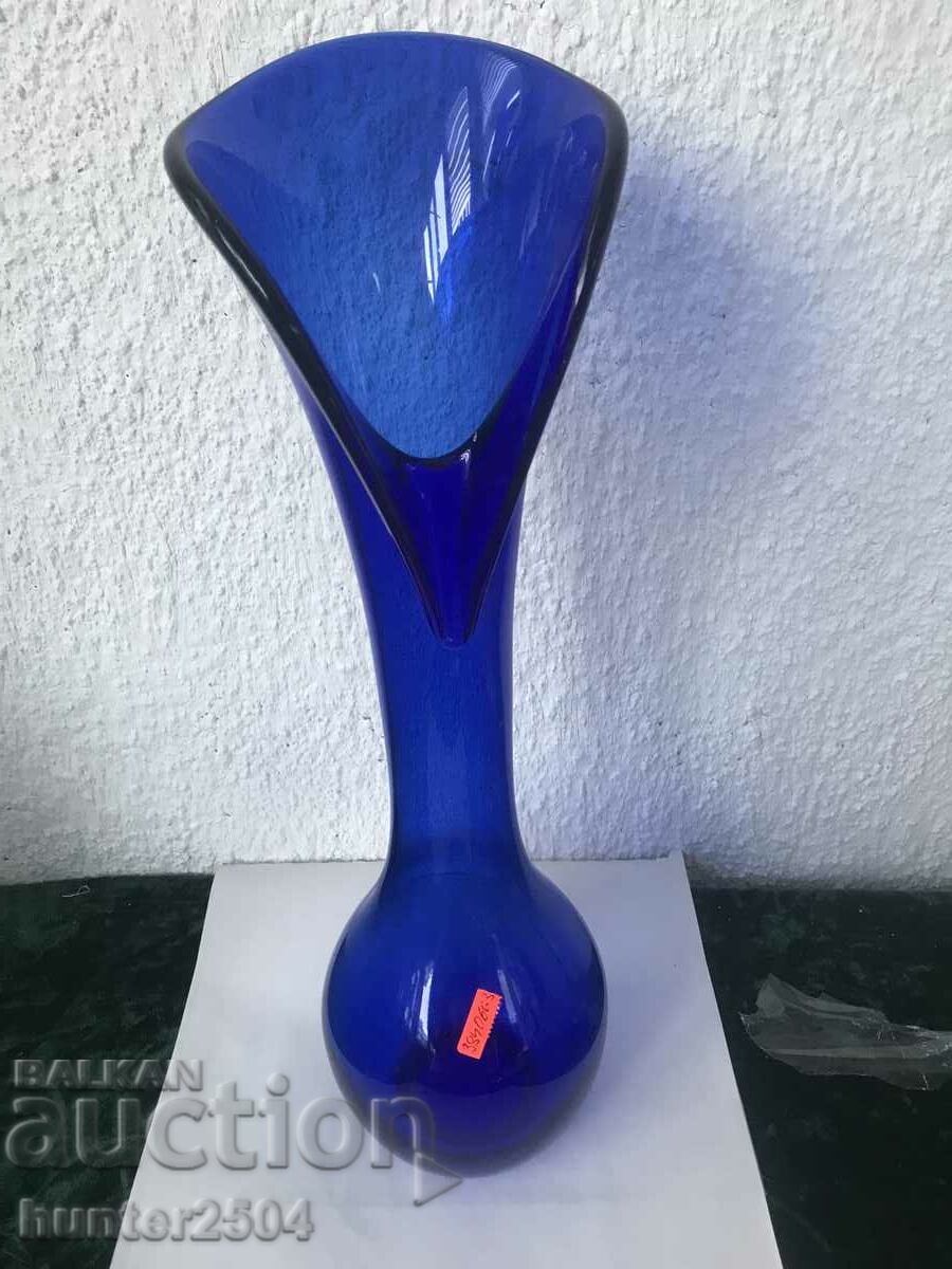 VASE cobalt glass, tall 45 cm. ART