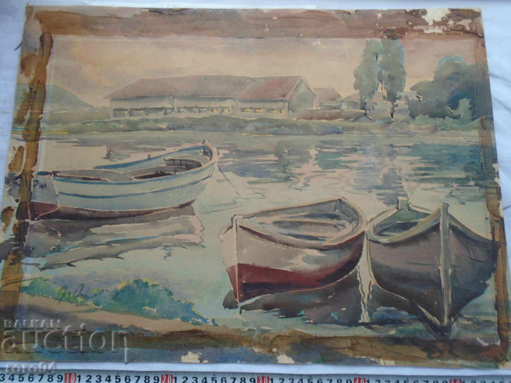 ANGEL ATANASOV (1921 - 2014) BOAT LANDSCAPE - 7 ANGEL ATANASOV (1921 - 2014) BOAT LANDSCAPE - 7