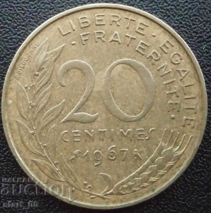 Franța - 20 centime - 1967