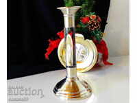 Silver-plated candlestick with crystal 20 cm.