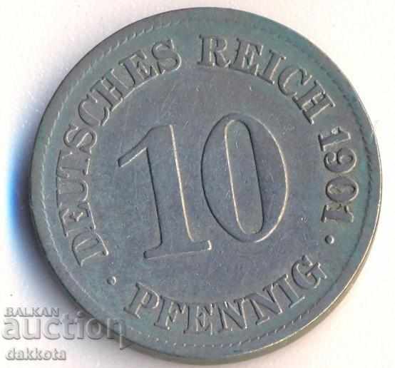 Германия 10 пфенига 1901е