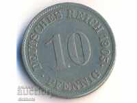 Германия 10 пфенига 1905j