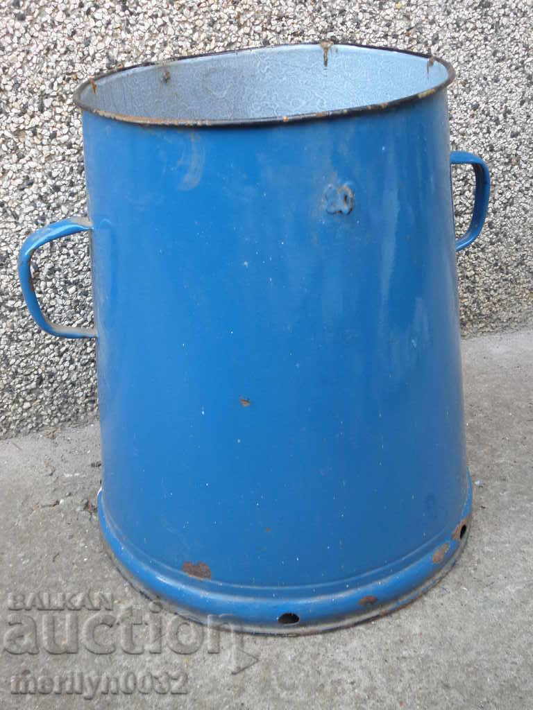Old enameled pot barrel cauldron bucket enamel 30 liters