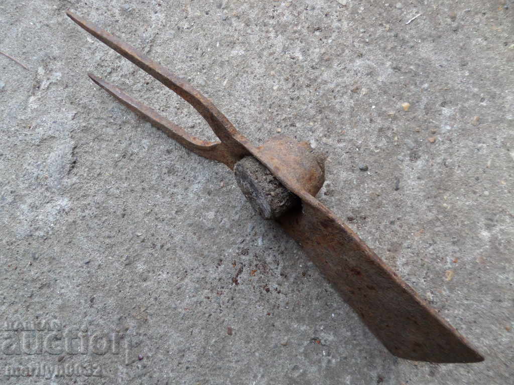 An old chapel two-tooth wrought iron tool - 5 An old chapel two-tooth wrought iron tool - 5