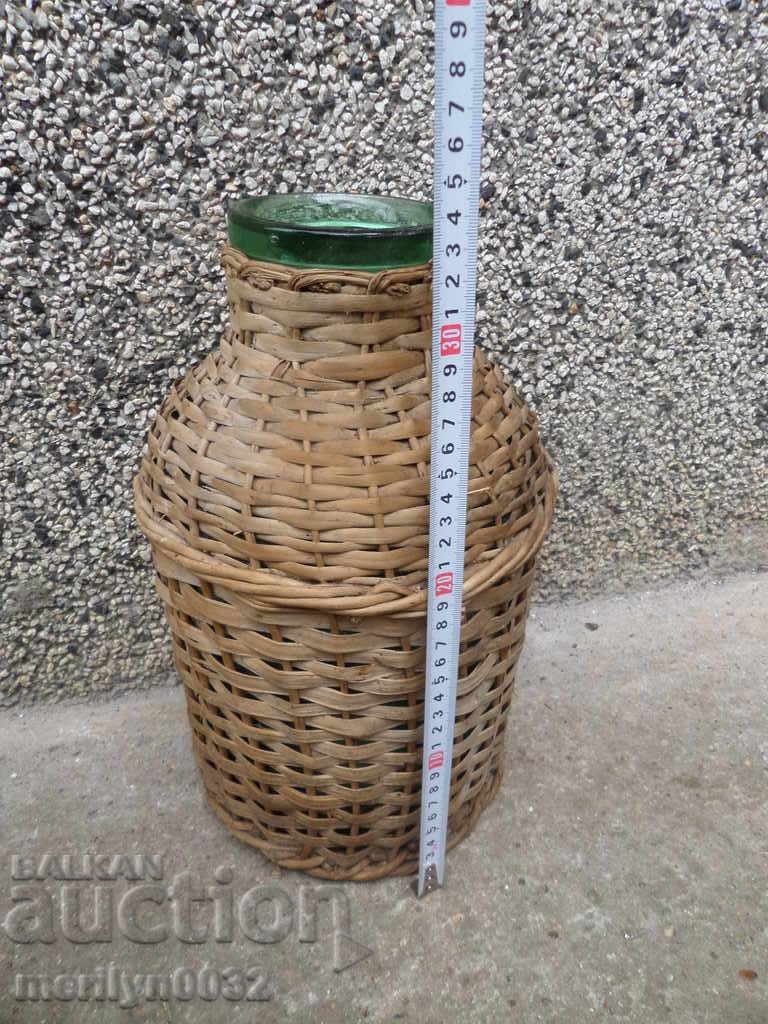 Auction  Old jar jar with a stones wicker bottle