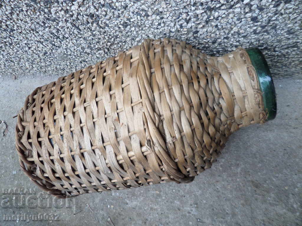 Old jar jar with a stones wicker bottle - 5