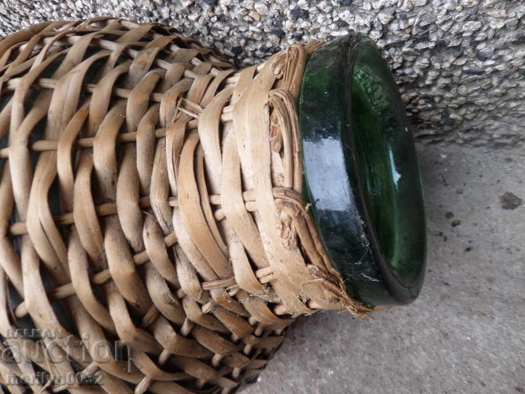 Old jar jar with a stones wicker bottle - 7