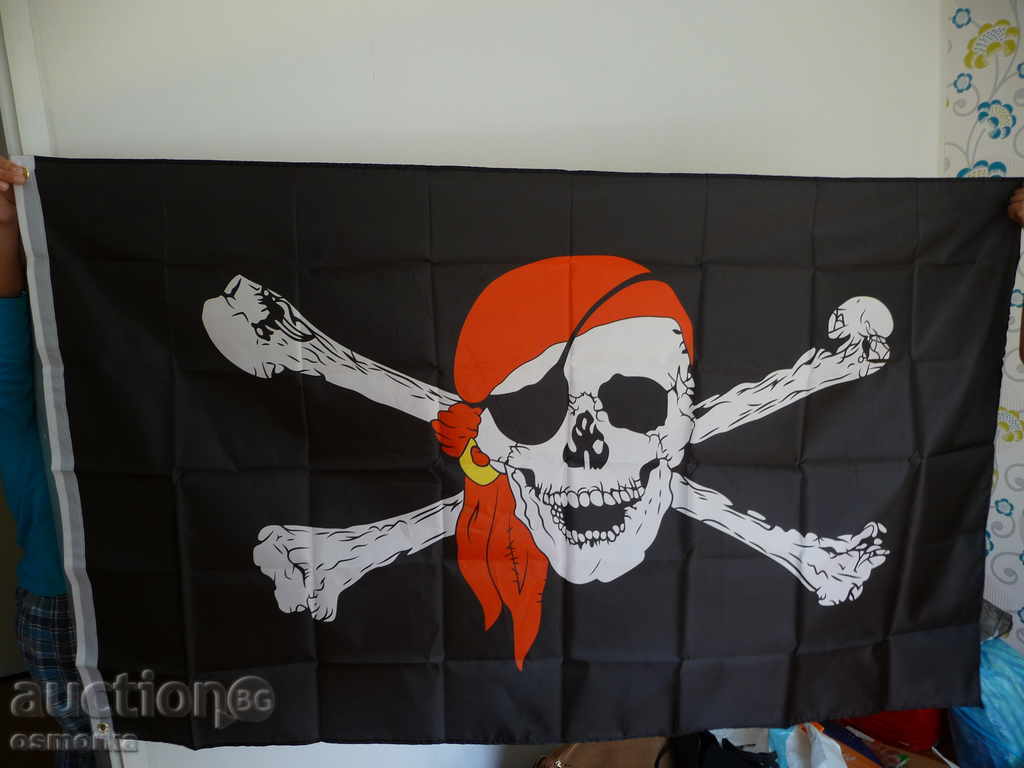 Σημαία πειρατών καπέλο πλοίου κουρσάρος κρανίο κόκκινο πανί