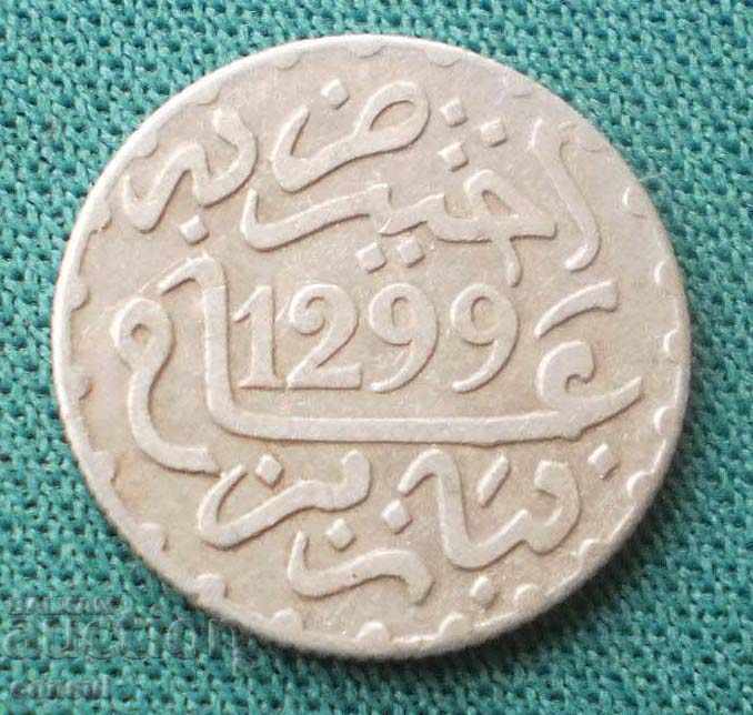 Maroc Moulay al-Hasan I ½ dirham 1882 Argint RRR RARE