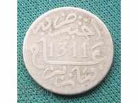 Maroc Moulay al-Hasan I ½ dirham 1884 Argint RRR RARE
