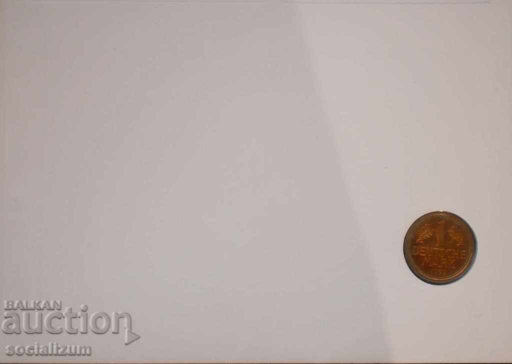 Livrarea Germania - Turingia placat cu aur 1 Mark 1992 UNC