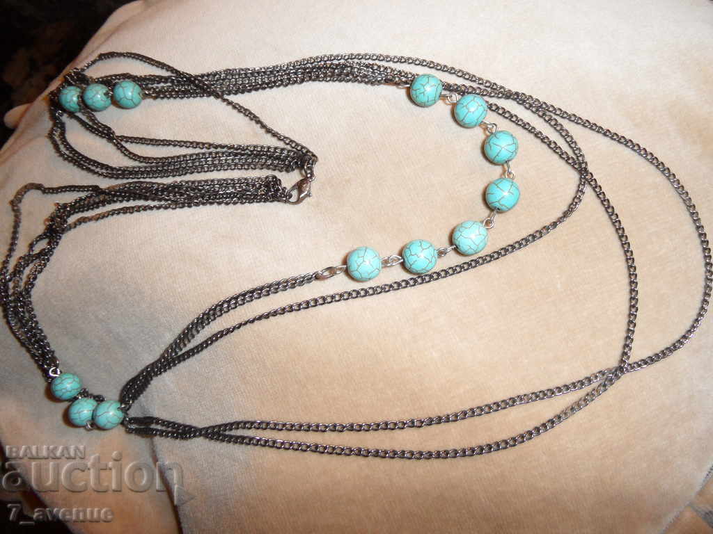 NECKLACE 4 rows, with turquoise 80cm. Christmas promotion!!!
