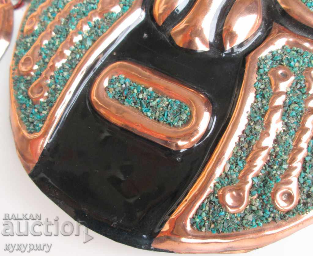 Auction  Copper mask decorated with minerals Turquoise decoration decoration