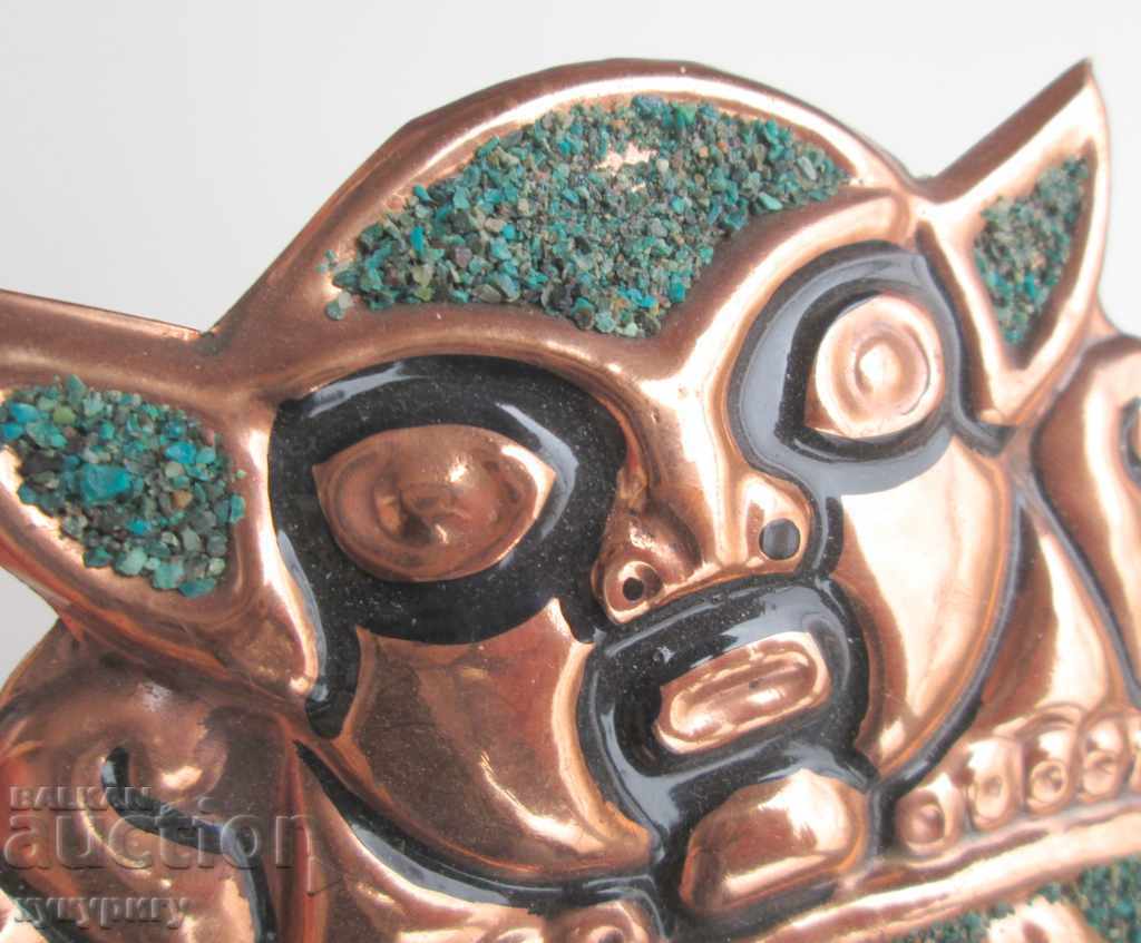 Delivery of Copper mask decorated with minerals Turquoise decoration decoration