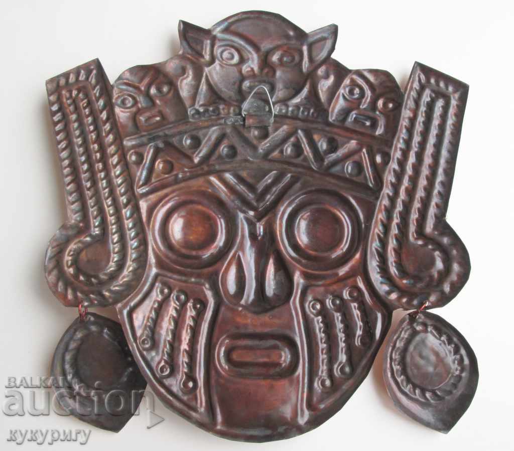 Copper mask decorated with minerals Turquoise decoration decoration - 6