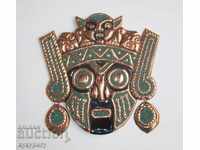 Медна маска декорирана с минерали Тюркоаз декорация украса