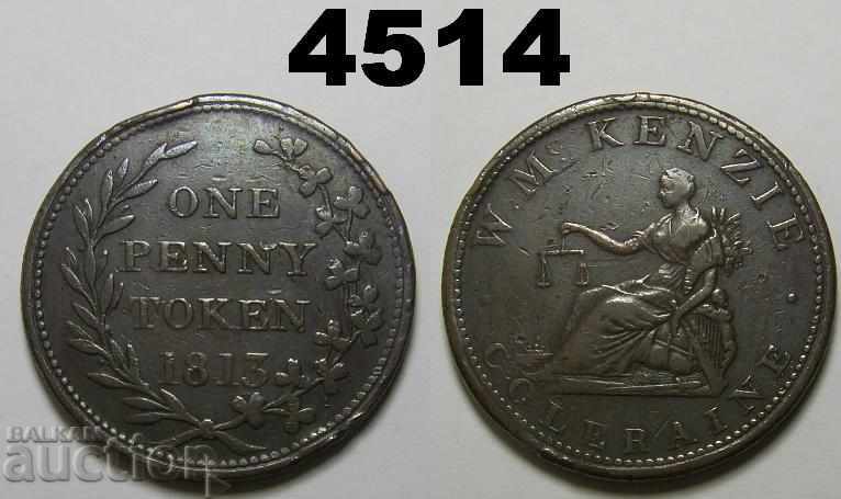 Irlanda W McKenzie Coleraine 1813 One Penny Indicativ