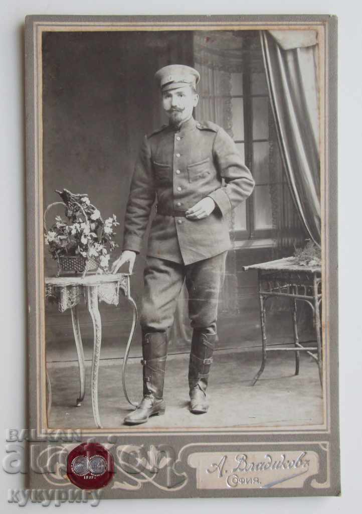Antique imagine fotoliu de fotografie carton militar