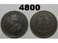 Австралия 1/2 пени 1915 рядка монета