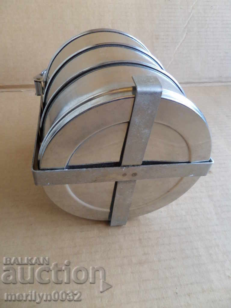 Auction  Feed pots 3 pieces of seferite metal container STAIN