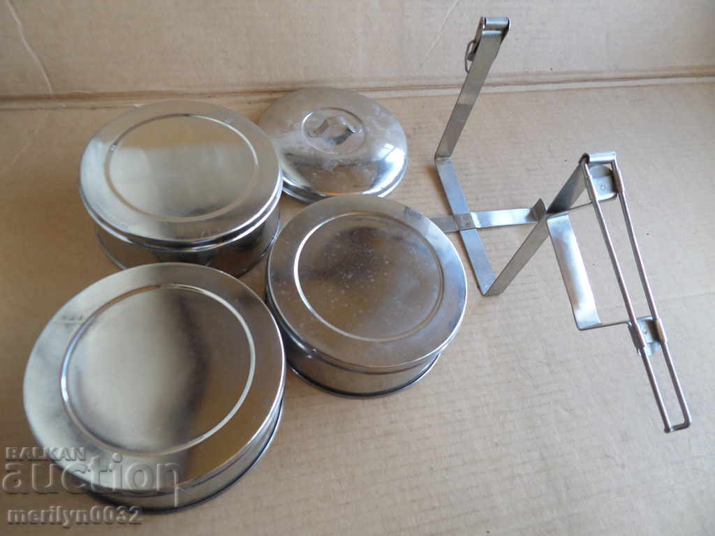 Feed pots 3 pieces of seferite metal container STAIN - 5