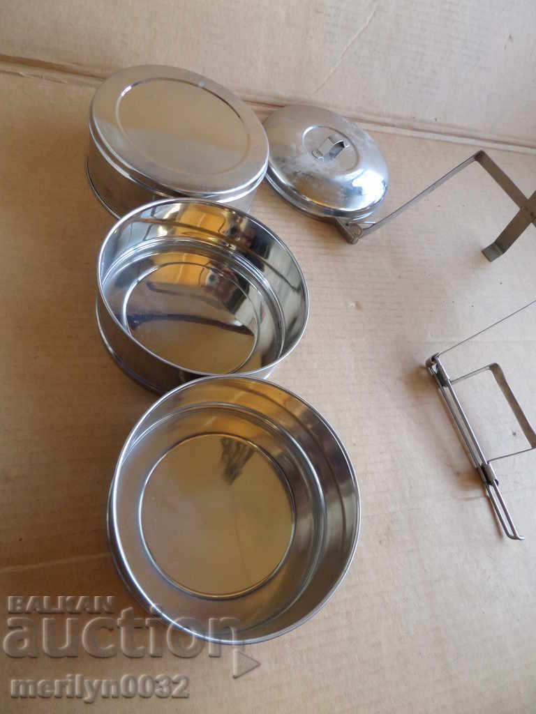 Feed pots 3 pieces of seferite metal container STAIN - 6