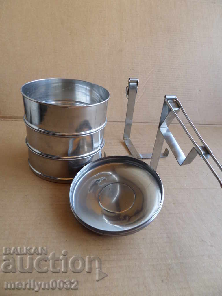 Feed pots 3 pieces of seferite metal container STAIN - 7