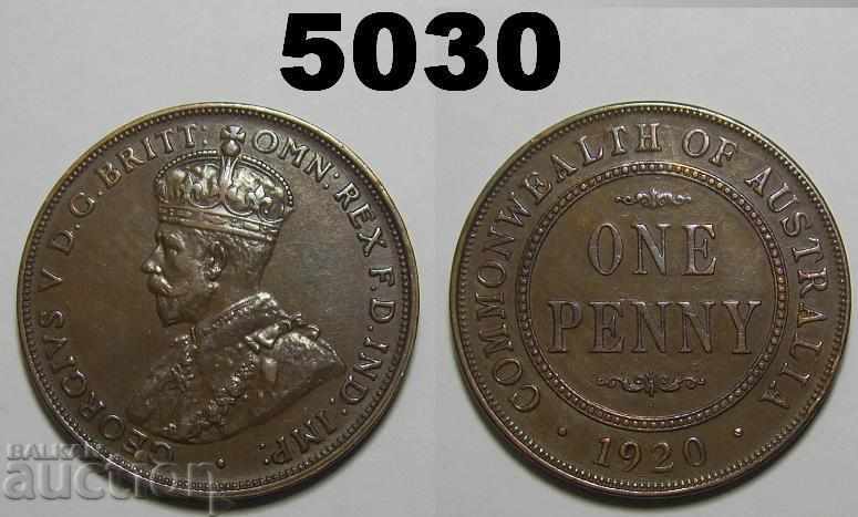 Австралия 1 пени 1920 XF Dot below рядка монета
