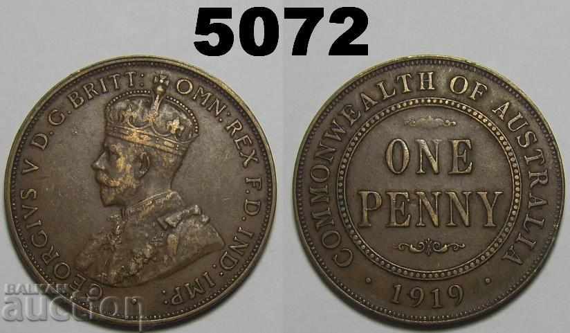 Австралия 1 пени 1919 dot below XF монета