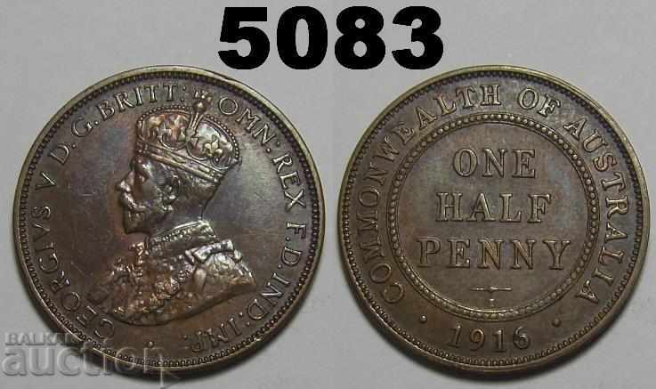 Австралия 1/2 пени 1916 отлична монета