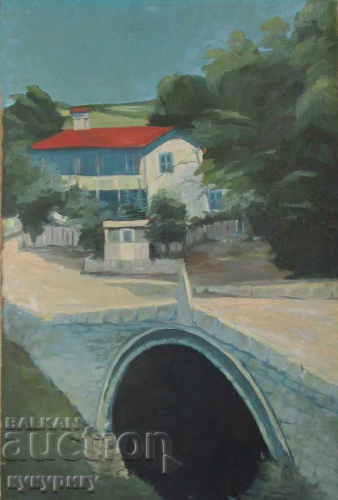 Painting oil painting on a paperboard "Landscape" signed - 5 Painting oil painting on a paperboard "Landscape" signed - 5