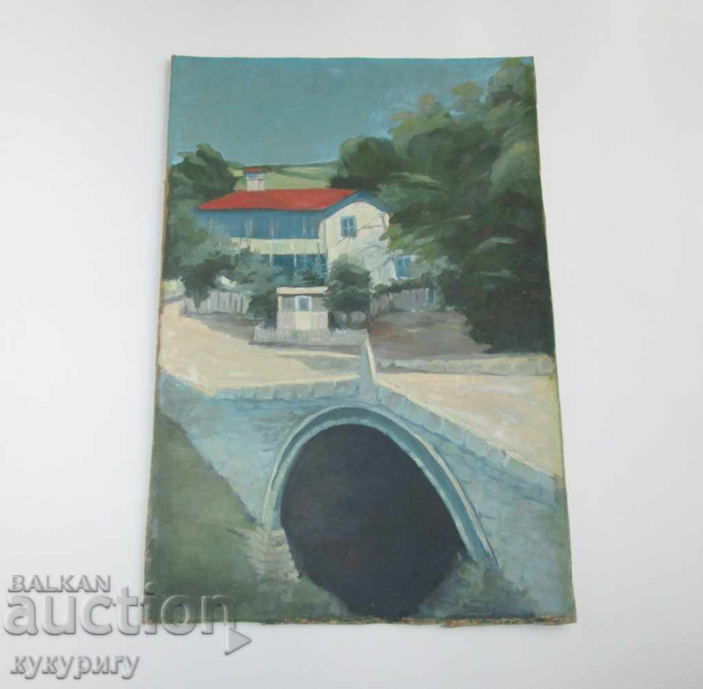 Painting oil painting on a paperboard "Landscape" signed - 6 Painting oil painting on a paperboard "Landscape" signed - 6