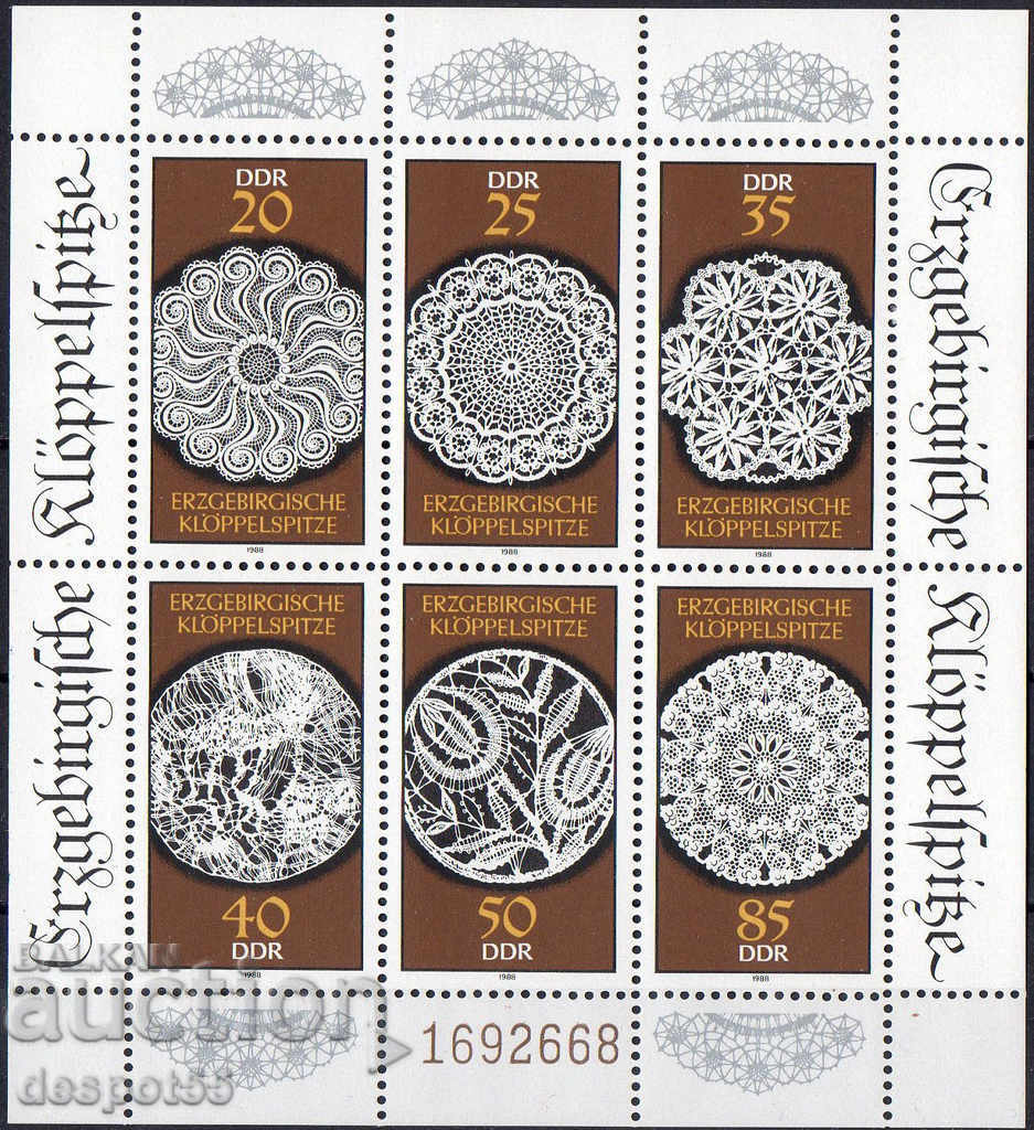 1988. GDR. Lace. Block, numbered.