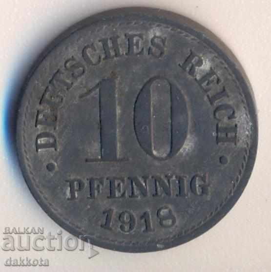 Γερμανία 10 εκατοστά του μάρκου το 1918, χωρίς το σημείο