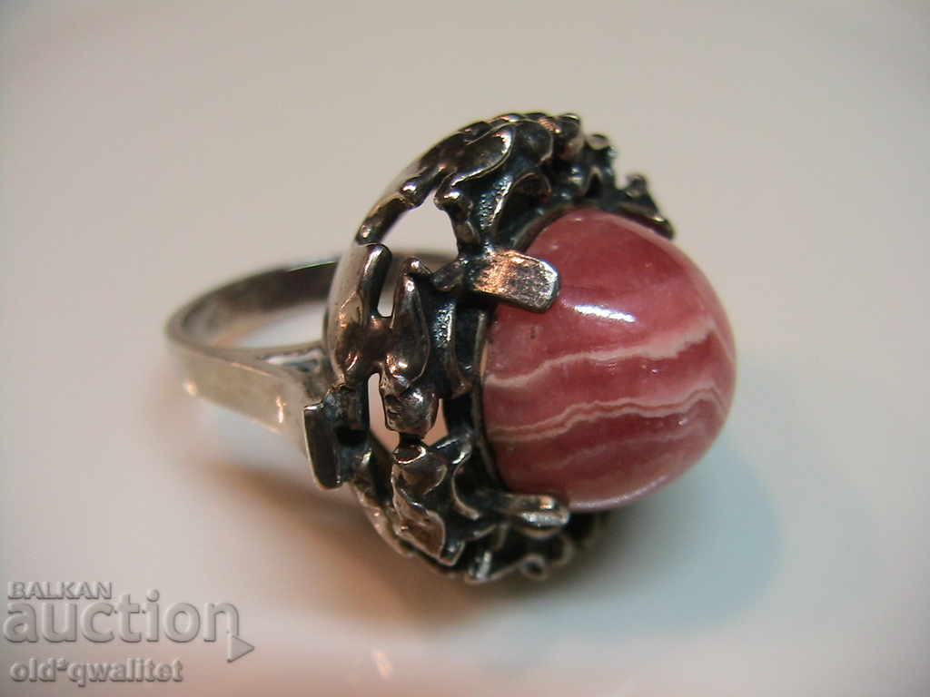 Auction SILVER BRACELET, EARRINGS, RING with Rhodochrosite, SILVER 835 Auction SILVER BRACELET, EARRINGS, RING with Rhodochrosite, SILVER 835