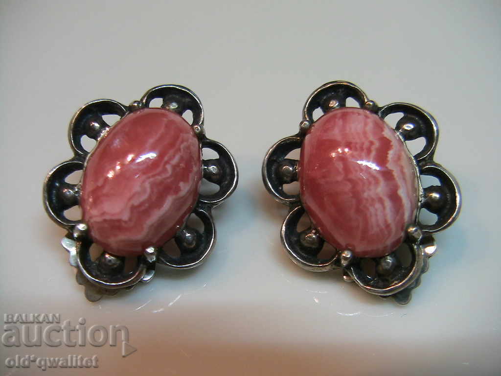 SILVER BRACELET, EARRINGS, RING with Rhodochrosite, SILVER 835 - 7 SILVER BRACELET, EARRINGS, RING with Rhodochrosite, SILVER 835 - 7