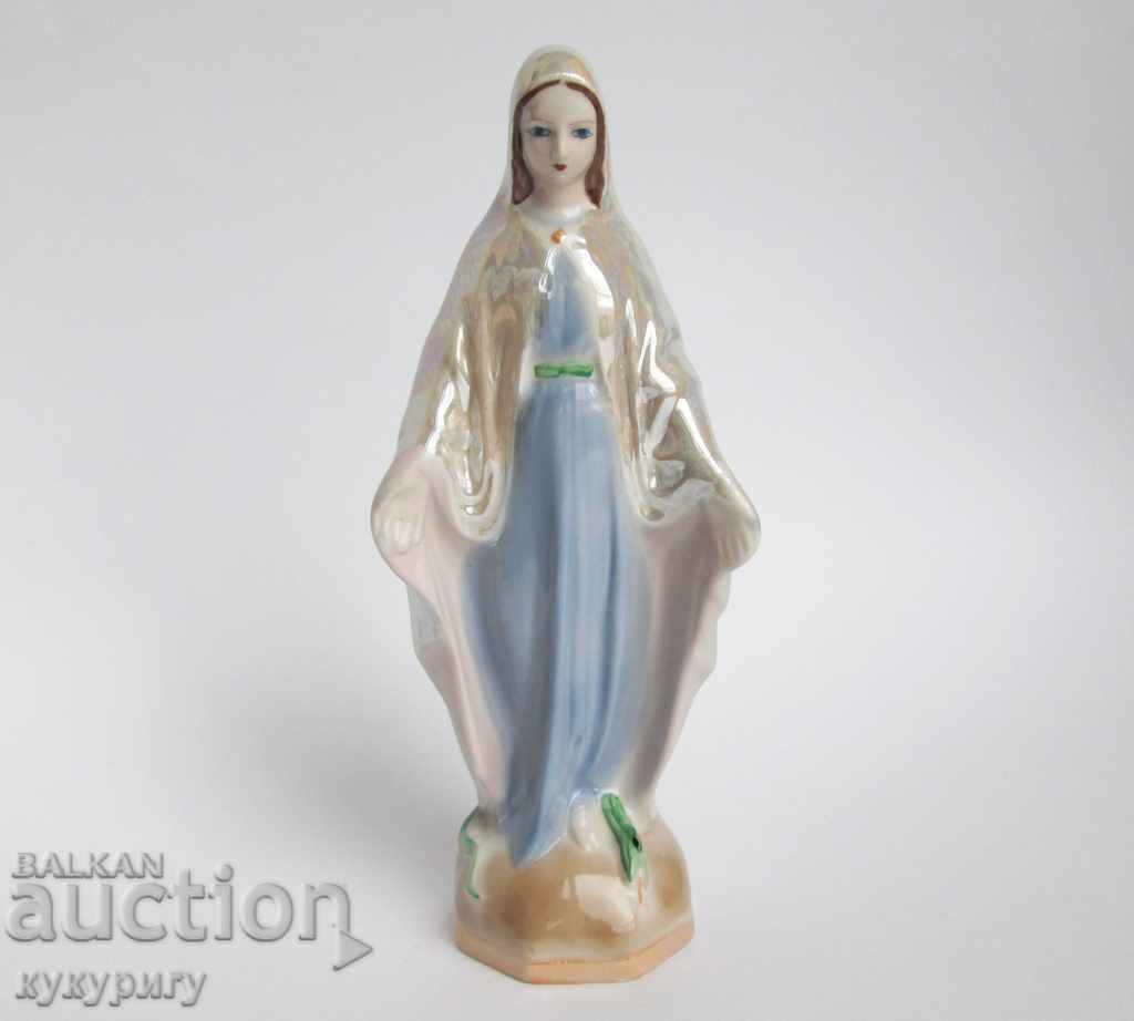 Old religious figure porcelain statue Virgin Mary