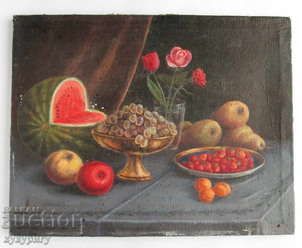 An old painting of still-life oil on canvas signed Ivanov BA