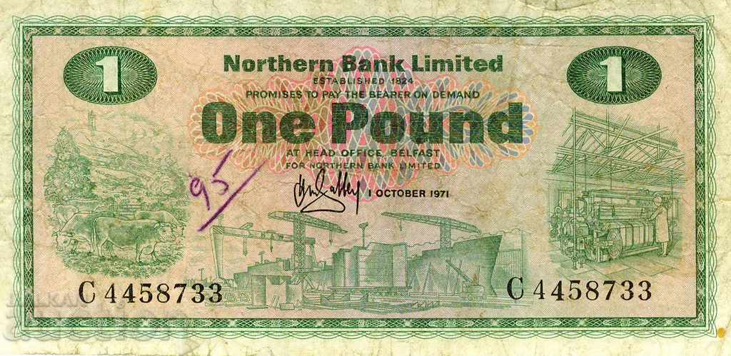 1 lira Irlanda de Nord 1971