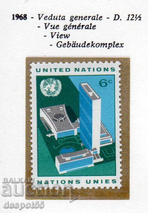 1968 του ΟΗΕ - Νέα Υόρκη. Η τακτική. κτίρια των Ηνωμένων Εθνών - μια κοινή θέα.