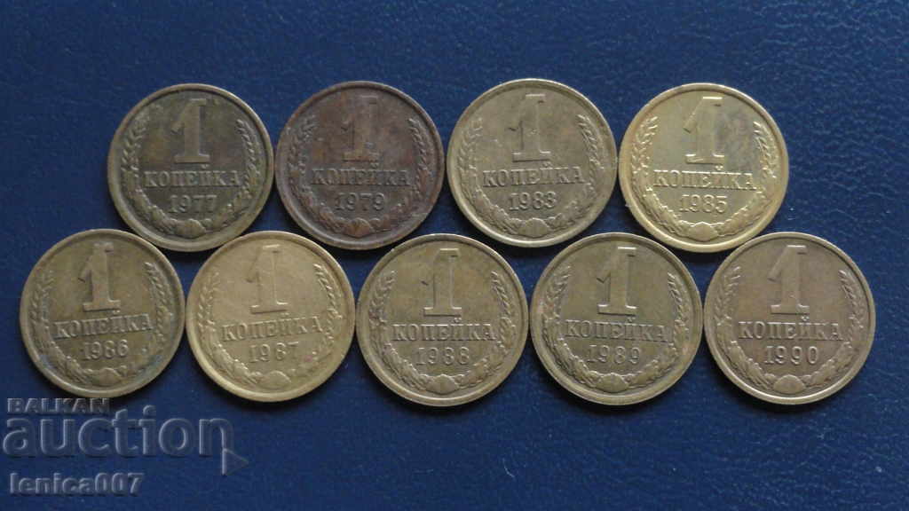 Auction  Russia (USSR) - 1 kopeck (9 pieces)