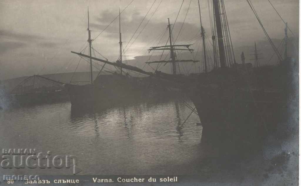 Antique postcard - Varna, sunset
