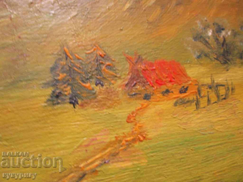 Auction  Painting Oil Painting on a Tree "Landscape" unsigned