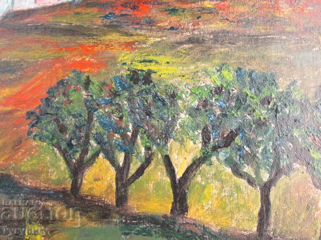 Vechea pictura peisaj pictura ulei / carton, semnat în cu preț 100.00 BGN | € 51.13 Vechea pictura peisaj pictura ulei / carton, semnat în cu preț 100.00 BGN | € 51.13