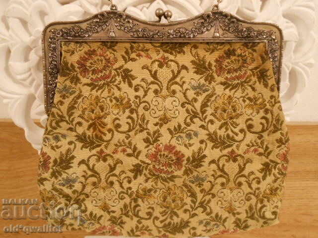 Unique handbag with solid 800 silver and damask - 5