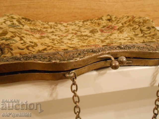 Unique handbag with solid 800 silver and damask - 6