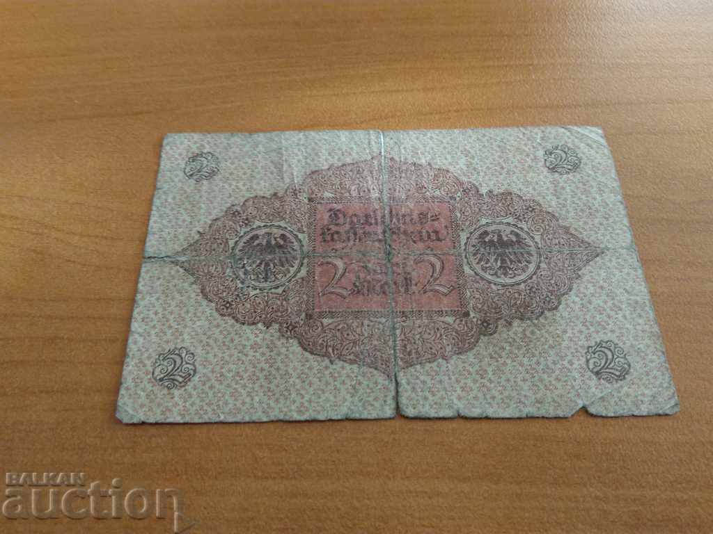 Licitație Germania proiect de lege două mărci de 1920 Licitație Germania proiect de lege două mărci de 1920