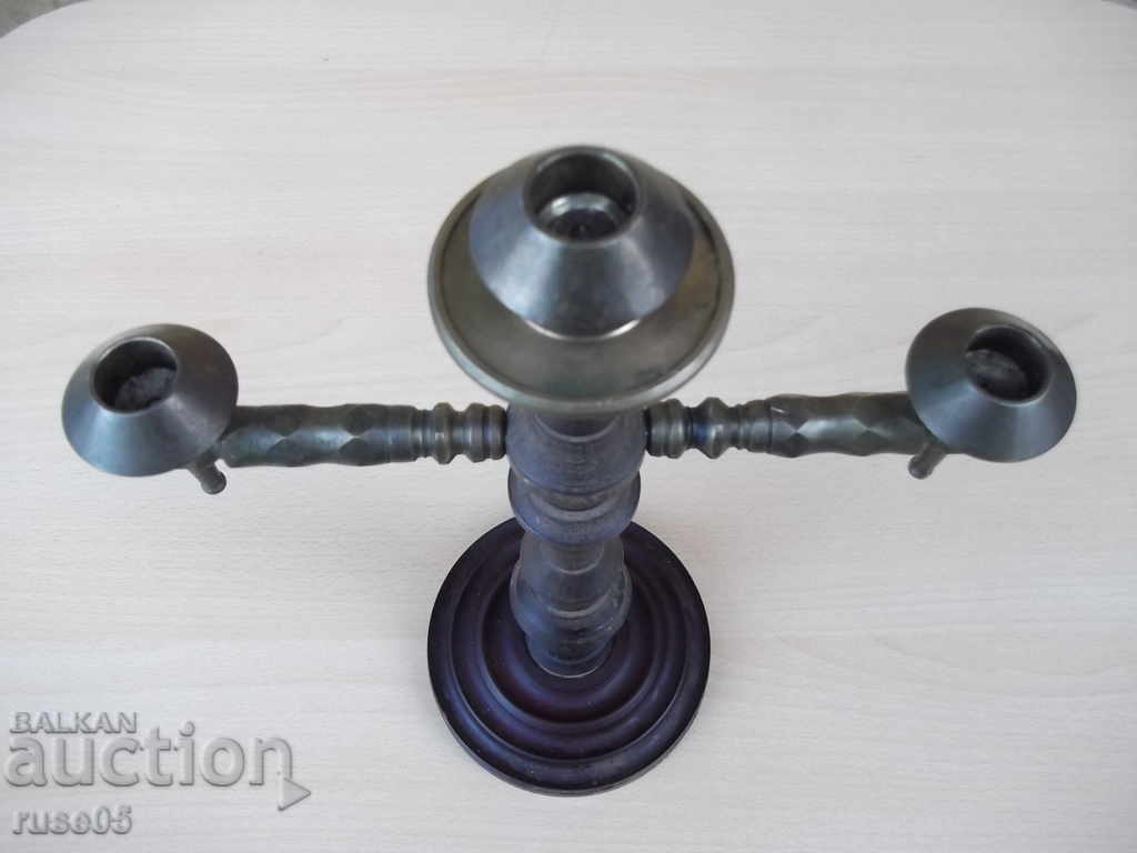 Candlestick made of bronze and three-candle textolite with price 40.00 BGN | € 20.45 Candlestick made of bronze and three-candle textolite with price 40.00 BGN | € 20.45